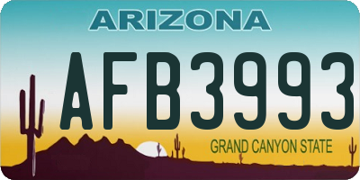 AZ license plate AFB3993