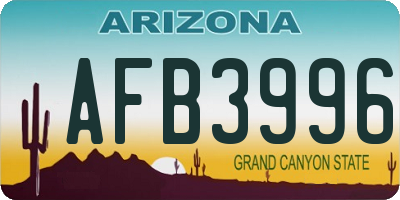AZ license plate AFB3996