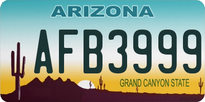 AZ license plate AFB3999