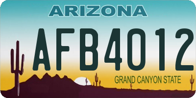 AZ license plate AFB4012
