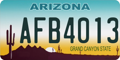 AZ license plate AFB4013