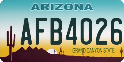 AZ license plate AFB4026