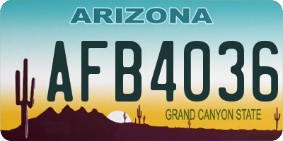 AZ license plate AFB4036
