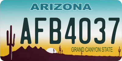AZ license plate AFB4037