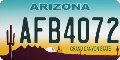 AZ license plate AFB4072