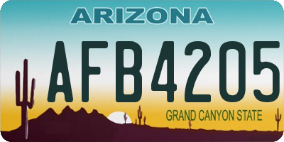 AZ license plate AFB4205