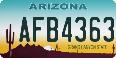 AZ license plate AFB4363