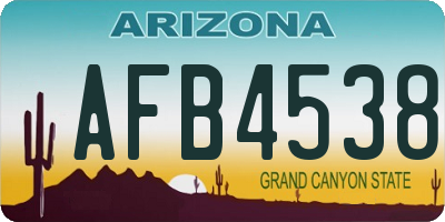 AZ license plate AFB4538