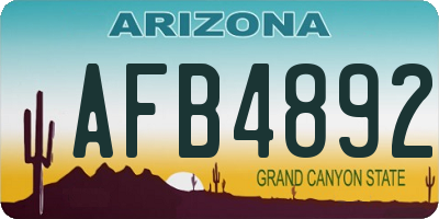 AZ license plate AFB4892