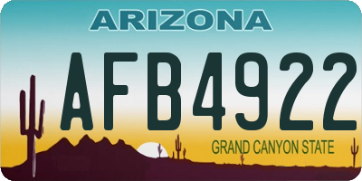 AZ license plate AFB4922