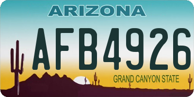 AZ license plate AFB4926