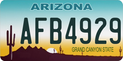 AZ license plate AFB4929