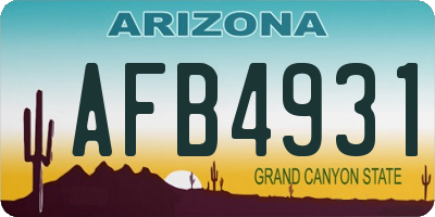 AZ license plate AFB4931