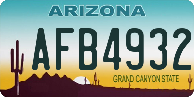 AZ license plate AFB4932