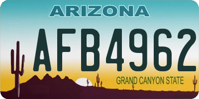 AZ license plate AFB4962