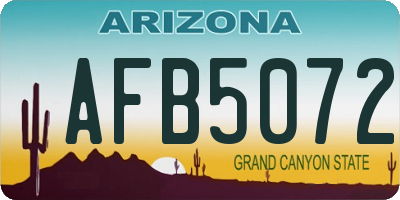AZ license plate AFB5072