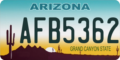 AZ license plate AFB5362