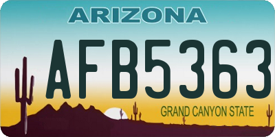 AZ license plate AFB5363