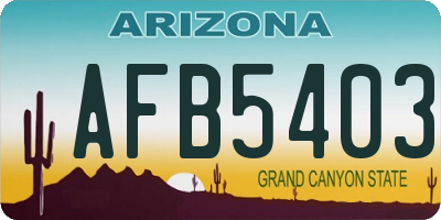 AZ license plate AFB5403