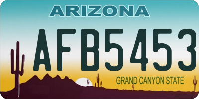 AZ license plate AFB5453