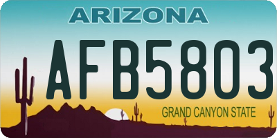AZ license plate AFB5803