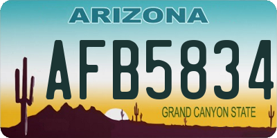 AZ license plate AFB5834