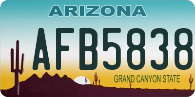 AZ license plate AFB5838