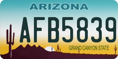 AZ license plate AFB5839