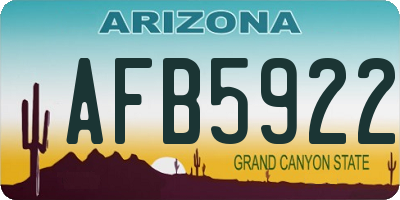 AZ license plate AFB5922