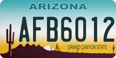 AZ license plate AFB6012