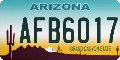 AZ license plate AFB6017