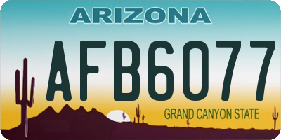 AZ license plate AFB6077