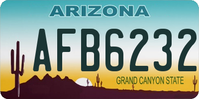 AZ license plate AFB6232