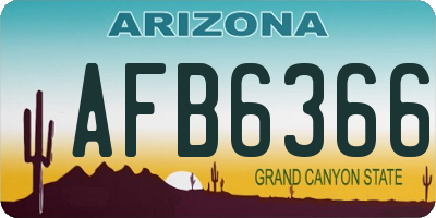 AZ license plate AFB6366