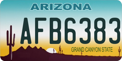 AZ license plate AFB6383