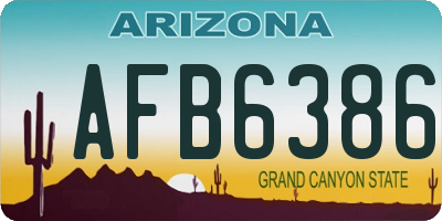 AZ license plate AFB6386