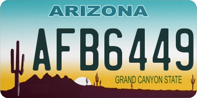 AZ license plate AFB6449