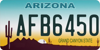 AZ license plate AFB6450