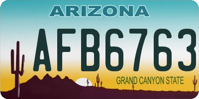 AZ license plate AFB6763