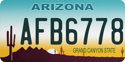 AZ license plate AFB6778