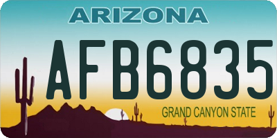 AZ license plate AFB6835