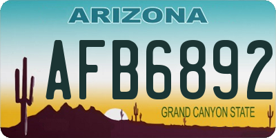 AZ license plate AFB6892