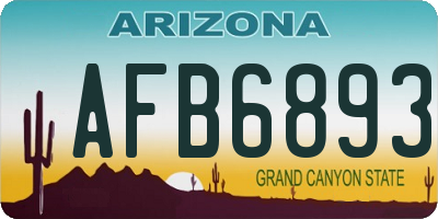 AZ license plate AFB6893