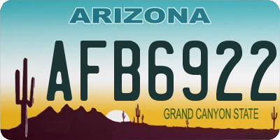AZ license plate AFB6922