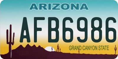 AZ license plate AFB6986