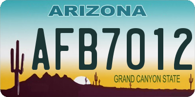 AZ license plate AFB7012