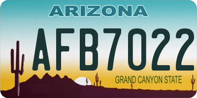 AZ license plate AFB7022