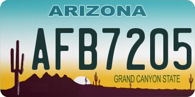 AZ license plate AFB7205