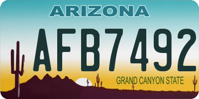 AZ license plate AFB7492