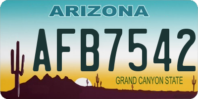 AZ license plate AFB7542